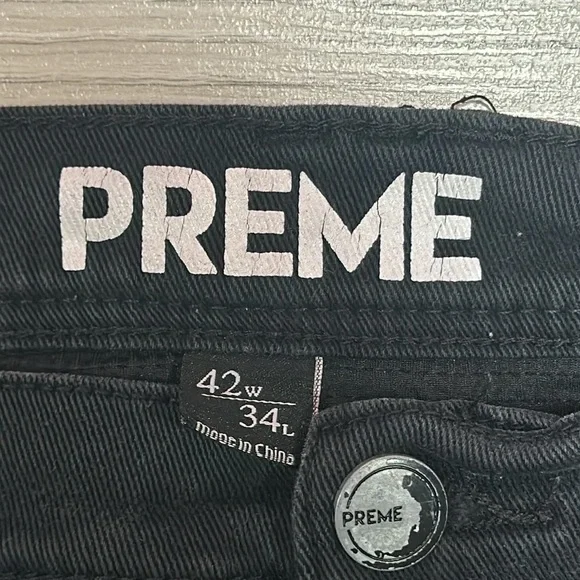 PREME - MEN’S BLACK DISTRESSED / MULTI COLOR DIAMOND JEANS SIZE 42W/34L - Picture 2 of 5